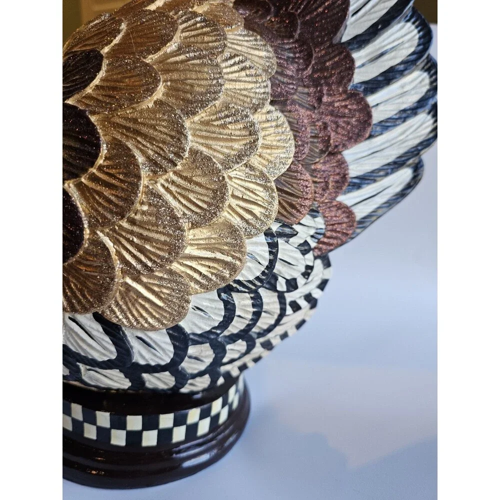 MacKenzie Childs Large Resin Turkey Gold Bronze Metallic Glitter 13